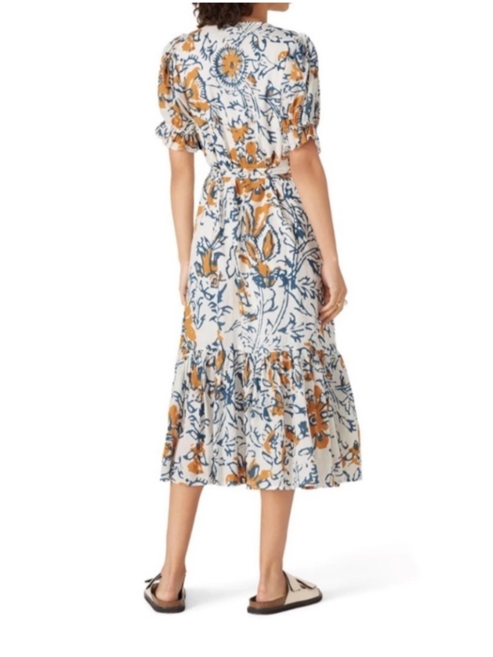Apiece Apart Monterossa Organic Cotton Wrap Midi Dress Floral 2